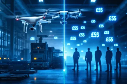 Vergelijking van beveiligingskosten: witte surveillancedrone boven industriële faciliteit versus dure bewakingspersoneel